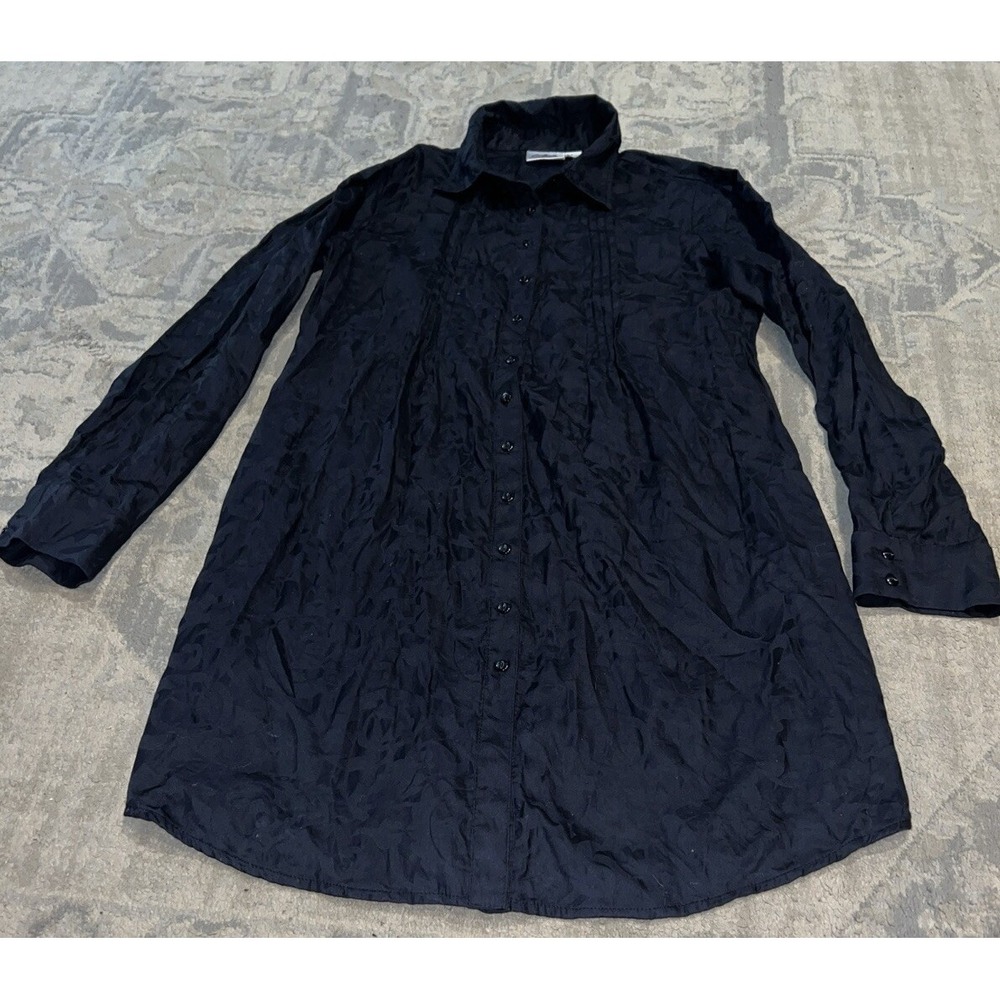 Cowgirl Justice Button Down Black Womens Long‎ Sleeve Shirt Dress Sz Large
